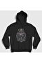 Unisex Black Skulls in Flames Hooded Sweatshirt 84978Tt
