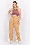 Women Regular Fit Brand Logo Joggers Pant, Beige - 3