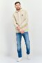Men Embroidered Logo Long Sleeves Hoodie, Beige - 4