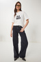 Slogan Knitted T-Shirt Ecru Lcr0032 Model - 3
