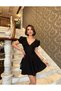 Women S Stylish Mini Dress with Black Corset - V-Neck Short Sleeve Invitation Dress - 2