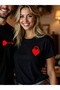 Unisex Black Lover Couple Friend Combination Key Lock Printed Oversize Cotton Stylish T-Shirt 2 Pieces - 2