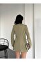 Trend Women's Gold Snap Detailed Design Long Blazer Jacket - 6