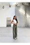 Lena Khaki Soft Modal Wide Leg Elastic Waist Flowy Summer Trousers - 3