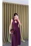 Drop Neck Plum Linen Premium Dress