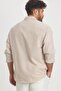Premium Men's Striped Ecru Linen Shirt Ls-13024 - 3