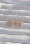 Brass Gold Color Bow Detail Pearl Zircon Stone Heart Earrings - Lisinya