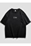 Unisex One Sleeve Crescent Printed Oversize 100% Cotton T-Shirt