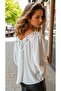 Women's Front and Back Lace Low-Cut Detail Flare Sleeve Blouse t 1220187 - 2