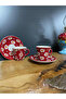 2 Pieces Tile Patterned Coffee Cup Tile Tulip Patterned Plate Cup Set 4 Pieces - 2