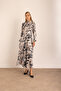 Patterned Dress with Drape Collar - 5