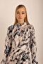 Patterned Dress with Drape Collar - 3