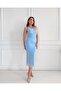 Baby Blue Single Sleeve Transparent Dress - 3