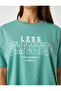 Crew Neck Short Sleeve T-Shirt - Slogan Printed - 5
