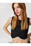 Crop Athlete Dangling Shiny Stone Detailed Crew Neck - 2