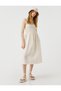 Midi Dress Strap Cotton Square Neck Gipelli
