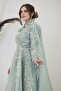 Kayra Evening Dress with Applique Embroidered Cape on the Front
