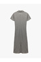 Viscose Slim Fit Short Sleeve Midi Polo Neck Pencil Dress - 4