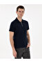 Navy Blue Slim Fit Zippered Polo Collar T-Shirt 50302586-Vr033