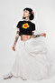 Black Cropped Top with Yellow Floral Printed
