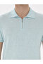 Water Green Slim Fit Zippered Polo Collar T-Shirt 50302586-Vr048 - 6
