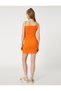 Textured Mini Dress with Thin Straps and Window Detail - 4