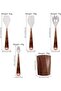 Silicone Cooking Utensils Set, 11 Pcs Kitchen Utensils for Nonstick Cookware, Wood Handles - 7
