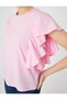 Flounced Sleeves T-Shirt Crew Neck Cotton - 5