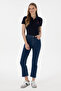Women's Navy Blue Basic Polo Neck T-Shirt 50300896-Vr033 - 4