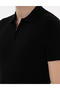 Black Slim Fit Zippered Polo Neck Knitwear T-Shirt 50303605-Vr046 - 7
