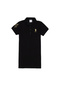 Girls Black Polo Neck Short Sleeve A-Form Basic Knitted Dress 50299969-Vr046