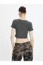 Crop T-Shirt Washed Short Sleeve Round Neck Ribbed Cotton - 4