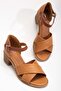 Women's Genuine Leather Cross Ankle Sandals Brown - 3