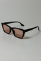 Flora Unisex Black Square Frame Orange Glass Uv400 Sunglasses - 3