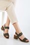 Women's Genuine Leather Thick Strap Buckle Sandals - Green
