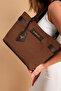 Palermo Suede Leather Magnetic Closure Women's Shoulder and Handbag with Interior Zipper Pocket (36 cm x 25 cm) - 4