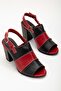 Women's Genuine Leather Heeled Sandals Red - 2