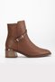Women's Genuine Leather Boots with Metal Buckle Detail - Walnut - 3