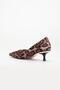 Large Size Faux Leather V-Faced Leopard Women's Low Heeled Shoes - 5