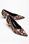 Large Size Faux Leather V-Faced Leopard Women's Low Heeled Shoes