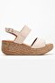 Women's Genuine Leather Strappy Wedge Heel Sandals - Beige - 3