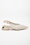 Women's Short Heeled Evening Dress Shoes Silver Mesh Stone Embellished Heel Open - 4
