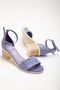Women's Genuine Leather Ankle Strap Heeled Sandals Lilac - 3