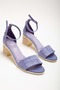 Women's Genuine Leather Ankle Strap Heeled Sandals Lilac - 2