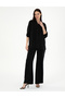 Black Copper Fabric Loose Fit Trousers 50305978-Vr046