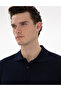 Navy Blue Slim Fit 100% Cotton Non-Curling Buttoned Polo Collar Basic T-Shirt 50302561-Vr033 - 2