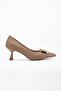 Women's High Heels Mink Square Buckle Leather Goblet Heels - 3