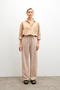Women's Cream Linen Blended Loose Cut Trousers