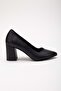 Women's Genuine Leather Classic Thick Heeled Shoes Navy Blue - 2