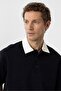 Contrast Collar Interlock Textured Men's T-Shirt - 5